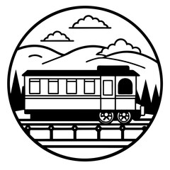 Silhouette of a vintage train with open windows