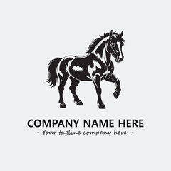 Horse illustration black and white for logo company vector image
