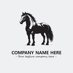 Horse illustration black and white for logo company vector image
