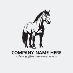 Horse illustration black and white for logo company vector image
