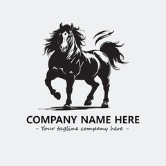 Horse illustration black and white for logo company vector image
