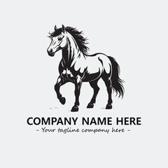 Horse illustration black and white for logo company vector image
