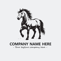 Horse illustration black and white for logo company vector image
