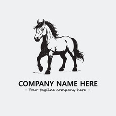 Horse illustration black and white for logo company vector image
