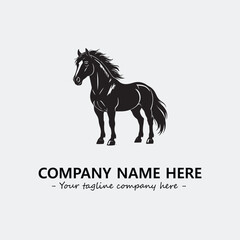 Horse illustration black and white for logo company vector image
