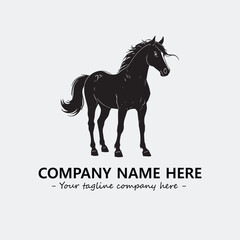 Horse illustration black and white for logo company vector image
