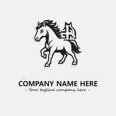 Horse illustration black and white for logo company vector image
