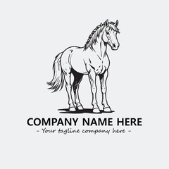 Horse illustration black and white for logo company vector image
