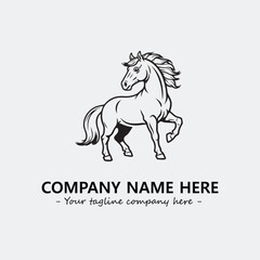 Horse illustration black and white for logo company vector image
