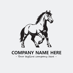 Horse illustration black and white for logo company vector image
