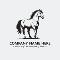 Horse illustration black and white for logo company vector image

