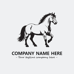 Horse illustration black and white for logo company vector image
