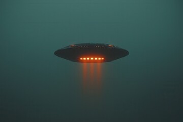 Mysterious UFO Hovering Underwater with Glowing Lights Effect
