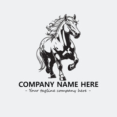 Horse illustration black and white for logo company vector image
