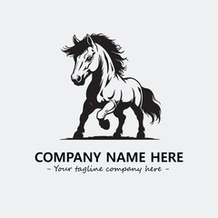 Horse illustration black and white for logo company vector image
