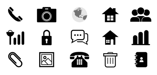 Business and Communication vector Icon Set in Black and White
