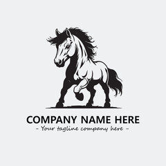 Horse illustration black and white for logo company vector image
