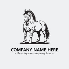 Horse illustration black and white for logo company vector image

