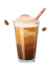 Cup of Cold Brew Coffee - Vector Illustration