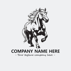 Horse illustration black and white for logo company vector image
