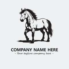Horse illustration black and white for logo company vector image

