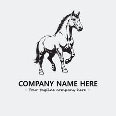 Horse illustration black and white for logo company vector image
