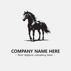 Horse illustration black and white for logo company vector image
