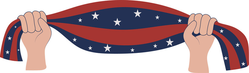Hands Holding American Flag Scarf