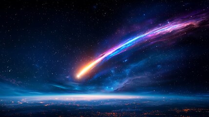 Obraz premium Massive Comet Streaking Across Night Sky