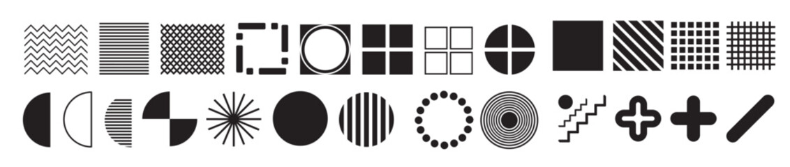 Big set of variant Memphis style geometric square elements.