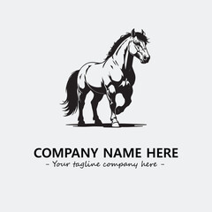 Horse illustration black and white for logo company vector image
