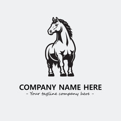 Horse illustration black and white for logo company vector image
