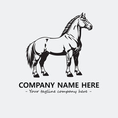 Horse illustration black and white for logo company vector image
