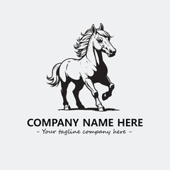 Horse illustration black and white for logo company vector image
