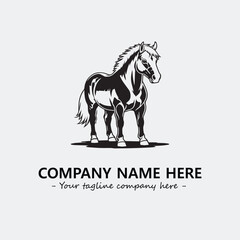 Horse illustration black and white for logo company vector image
