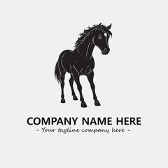 Horse illustration black and white for logo company vector image
