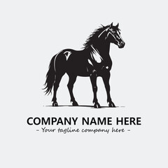 Horse illustration black and white for logo company vector image
