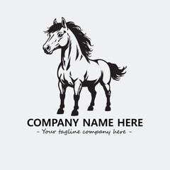 Horse illustration black and white for logo company vector image
