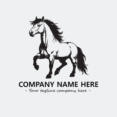Horse illustration black and white for logo company vector image
