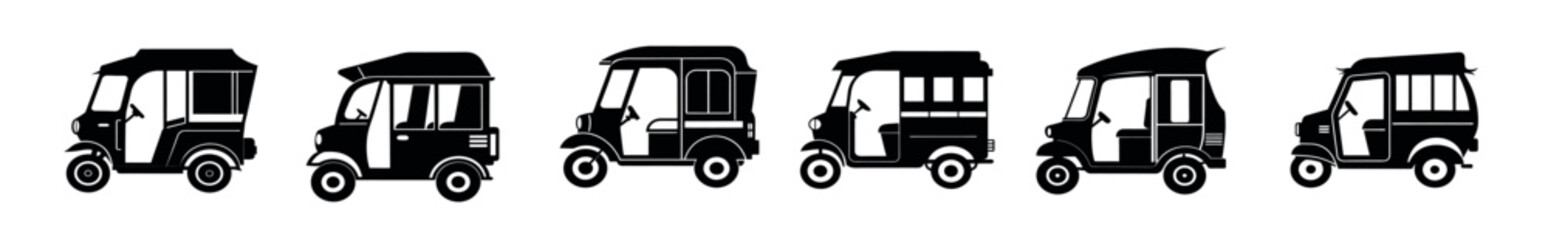  illustrations of auto-rickshaws icon set