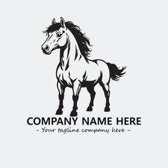 Horse illustration black and white for logo company vector image
