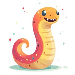 Fototapeta premium Cute cartoon snake posing against colorful background