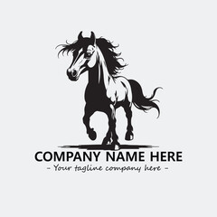 Horse illustration black and white for logo company vector image
