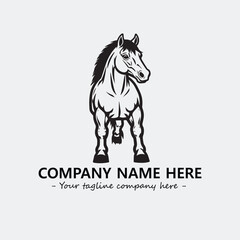 Horse illustration black and white for logo company vector image
