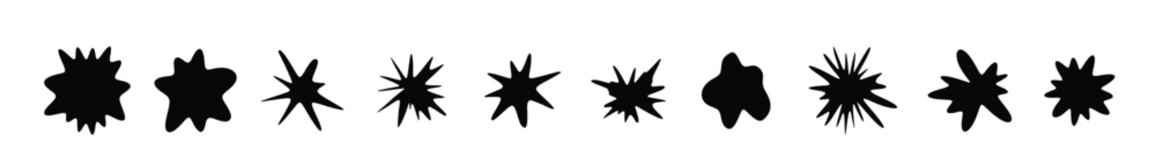  White paint spots, milk blots, blank promo background, sticker shape, comic art graphic explosion, liquid button icon, paintball splash set graphic for game, vector empty labels set