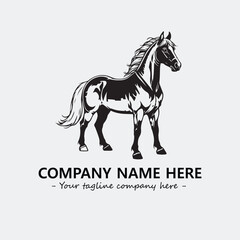 Horse illustration black and white for logo company vector image
