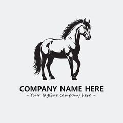 Horse illustration black and white for logo company vector image
