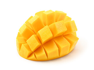 Ripe mango slice isolated on white background. Clipping path.