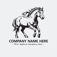 Horse illustration black and white for logo company vector image
