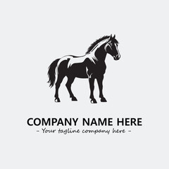 Horse illustration black and white for logo company vector image
